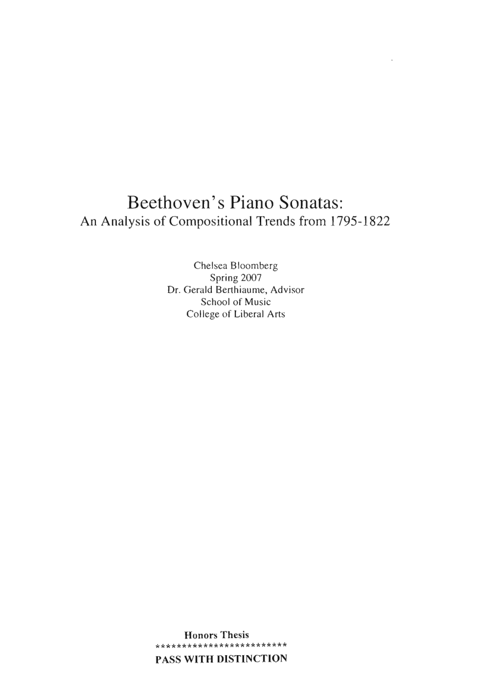 Beethoven's Piano Sonatas: an Analysis of Compositional Trends from 1795-1822