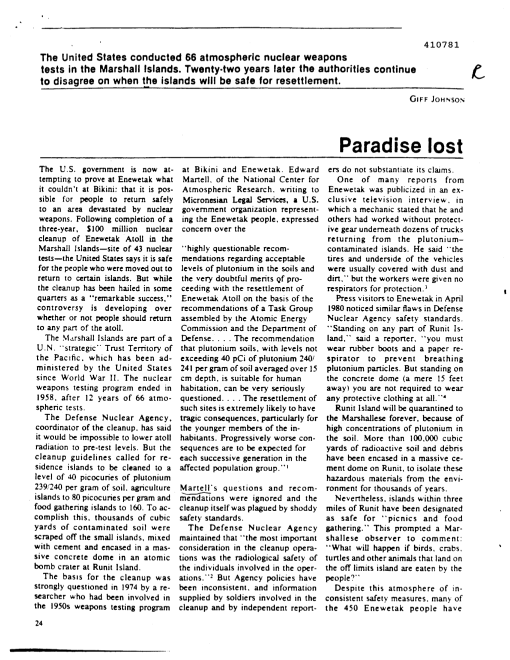 The Bulletin of the Atomic Scientists, Dec. 1980
