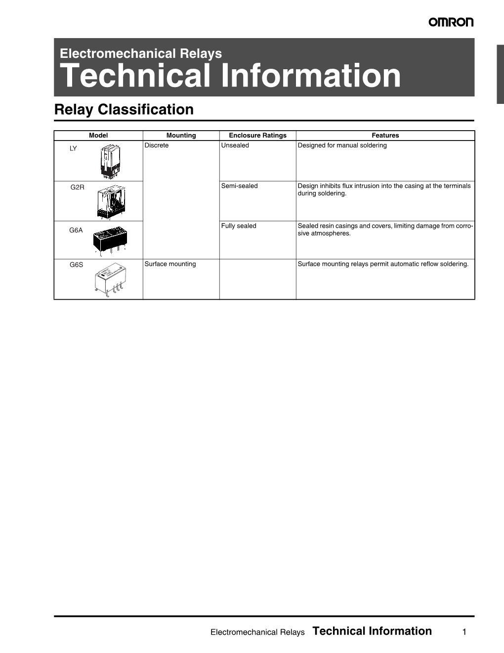 Electromechanical Relays Technical Information Relay Classification