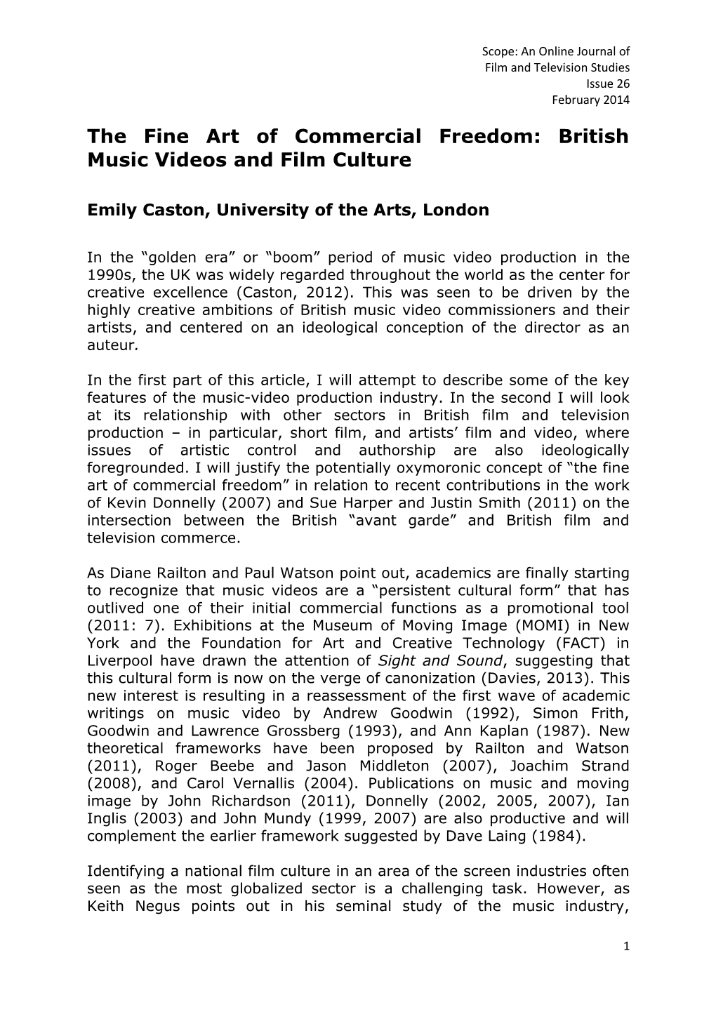 British Music Videos and Film Culture