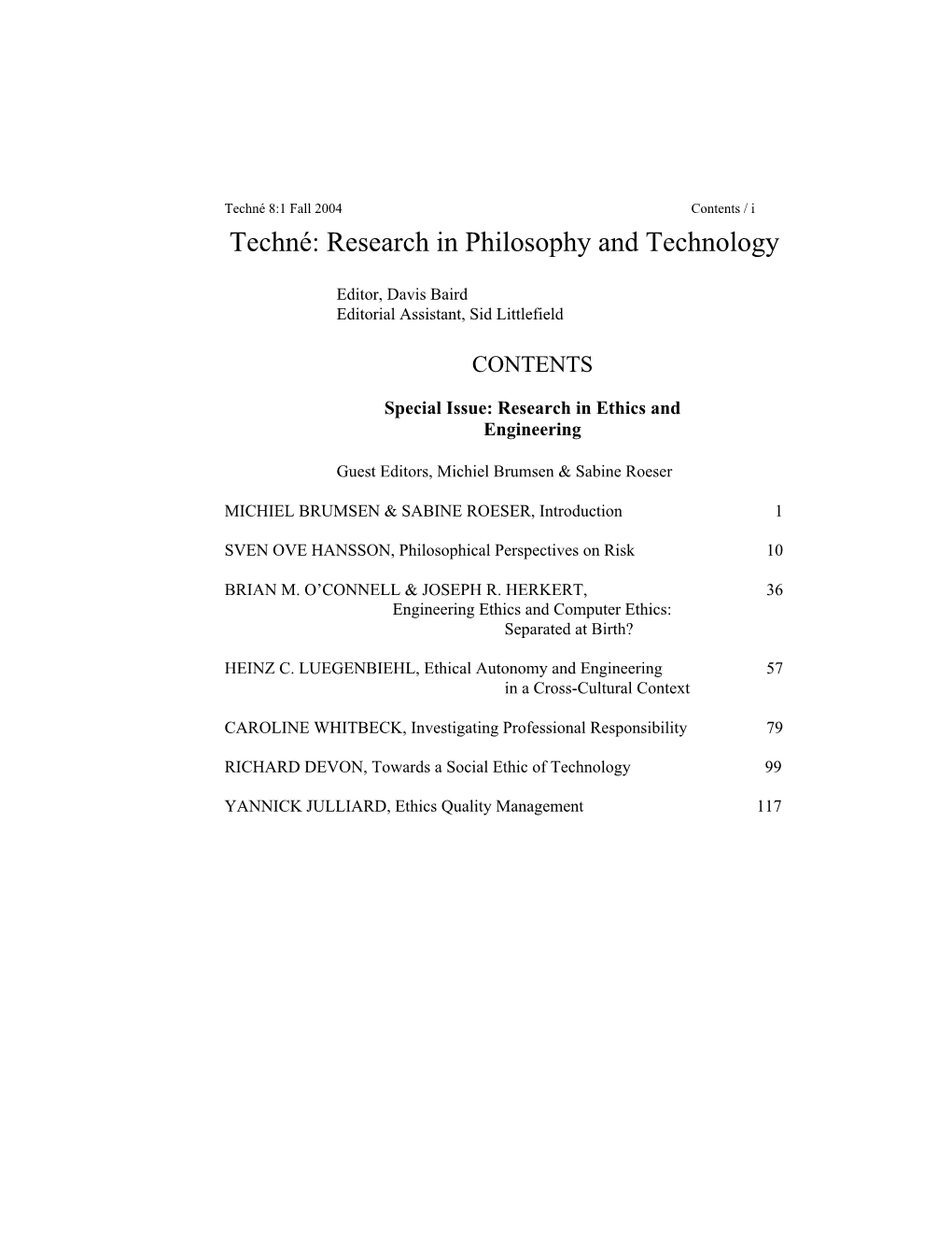 Research in Philosophy and Technology