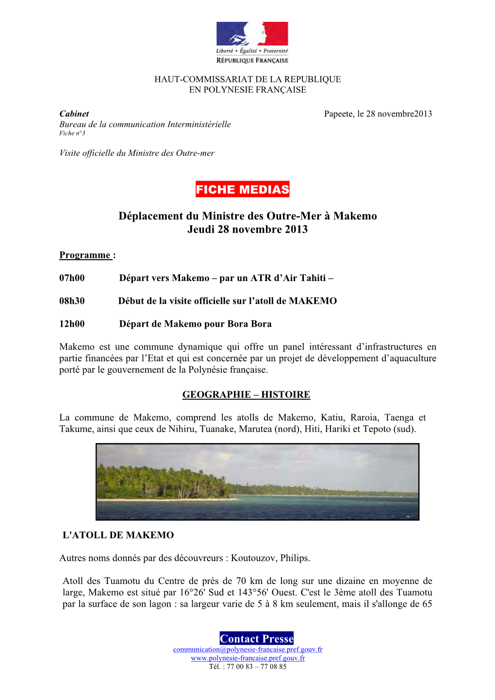 Déplacement Du Ministre Des Outre-Mer À MAKEMO.Pdf