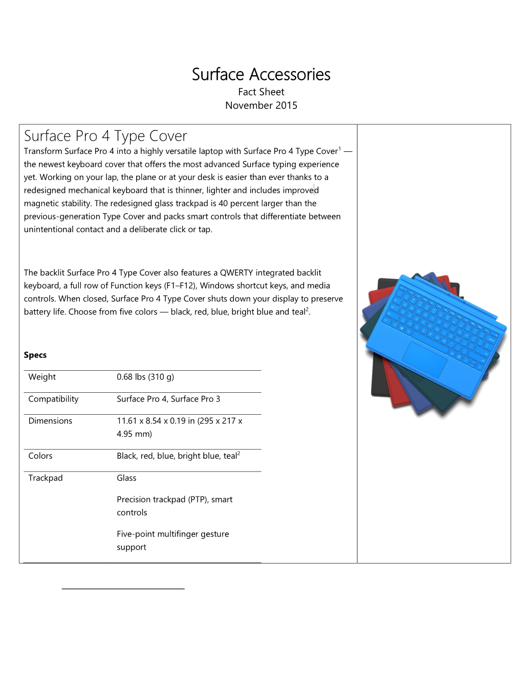 Surface Accessories Fact Sheet November 2015