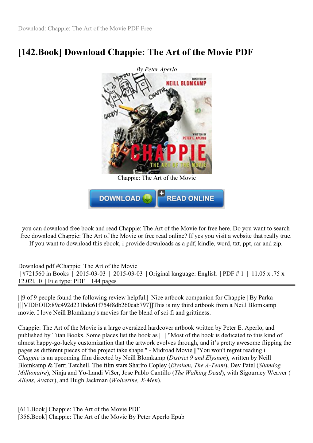 Download Chappie: the Art of the Movie PDF