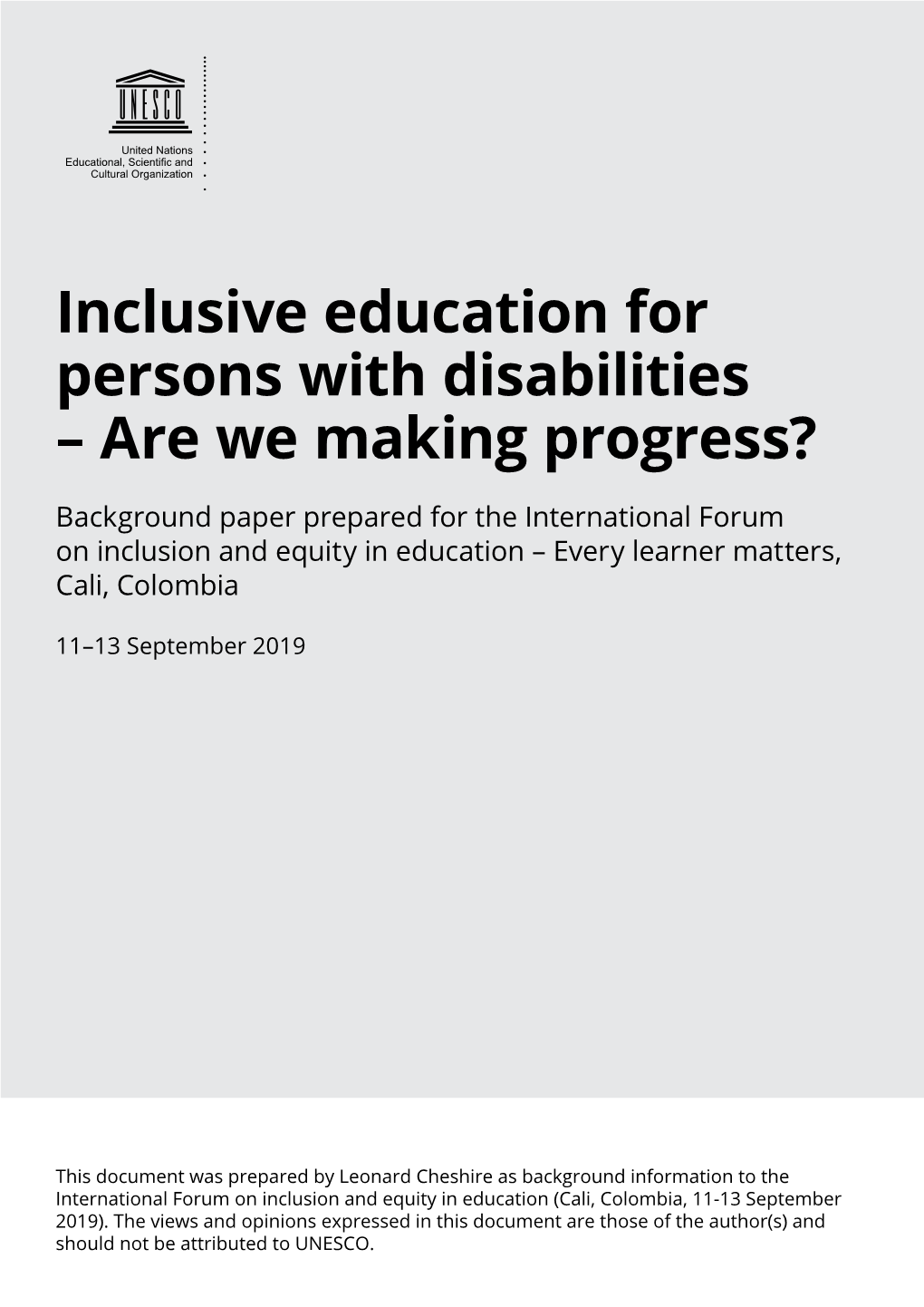 Inclusive Education for Persons with Disabilities – Are We Making Progress?