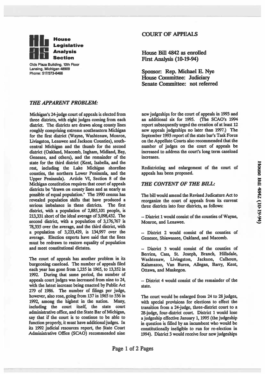 Page 1 of 2 Pages to Be Filled in the 1994 Election; District 4 Would Federal Voting Rights Act