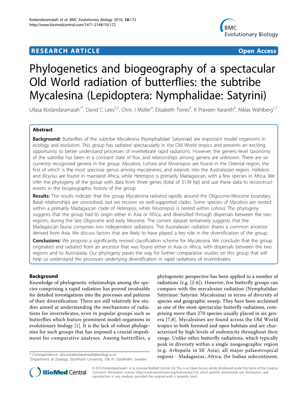 Phylogenetics and Biogeography of a Spectacular Old World Radiation Of