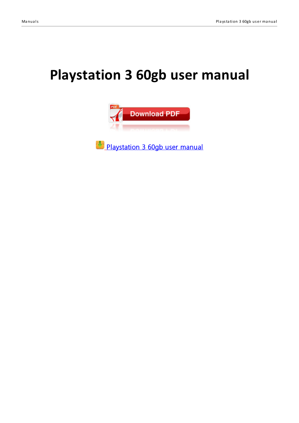 Playstation 3 60Gb User Manual