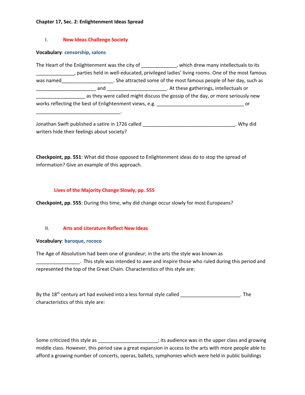 Chapter 17, Sec. 2: Enlightenment Ideas Spread