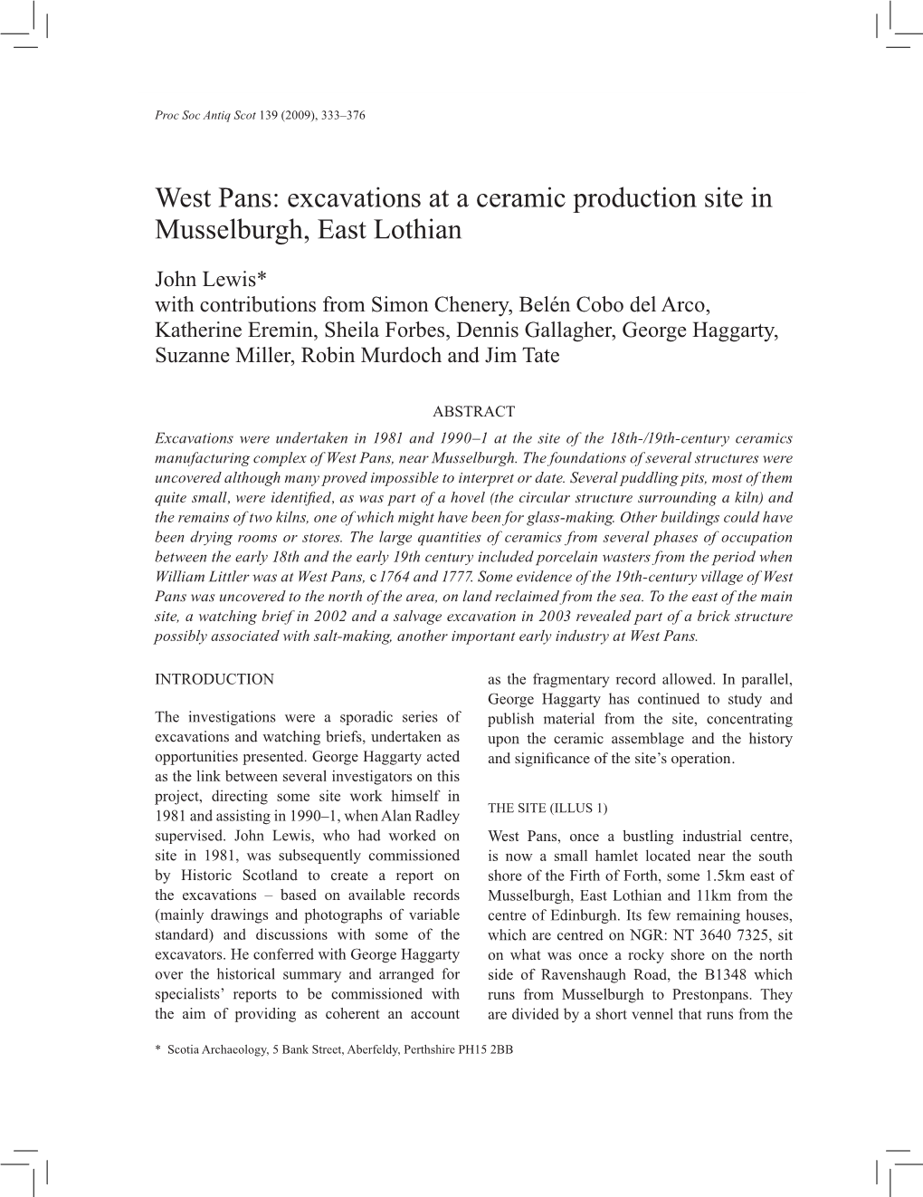 West Pans: Excavations at a Ceramic Production Site in Musselburgh, East Lothian