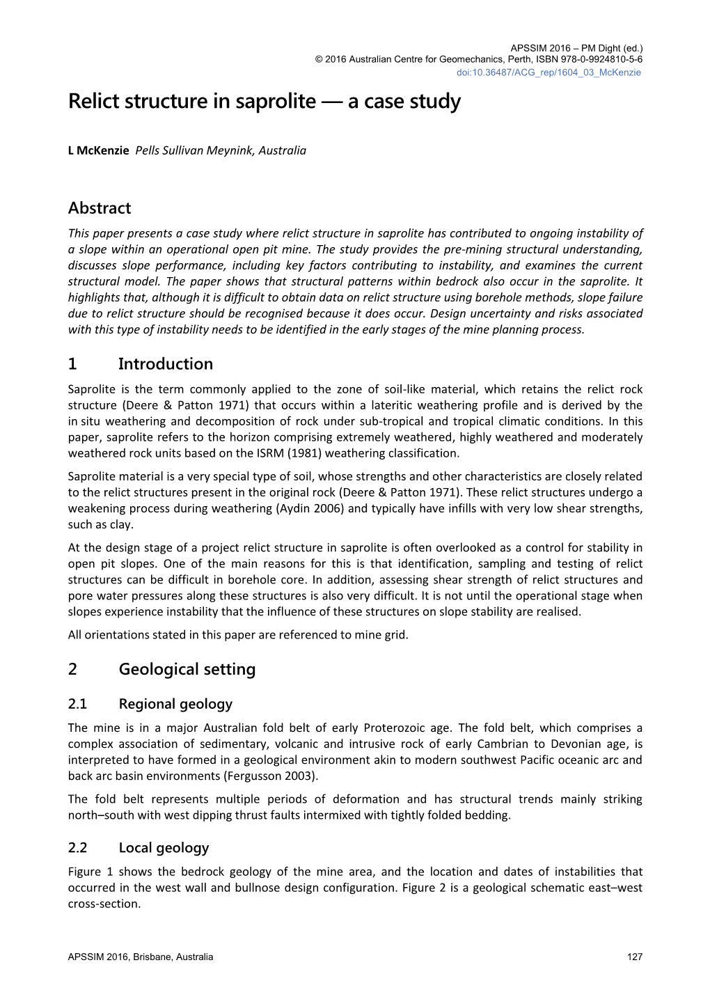 Relict Structure in Saprolite — a Case Study