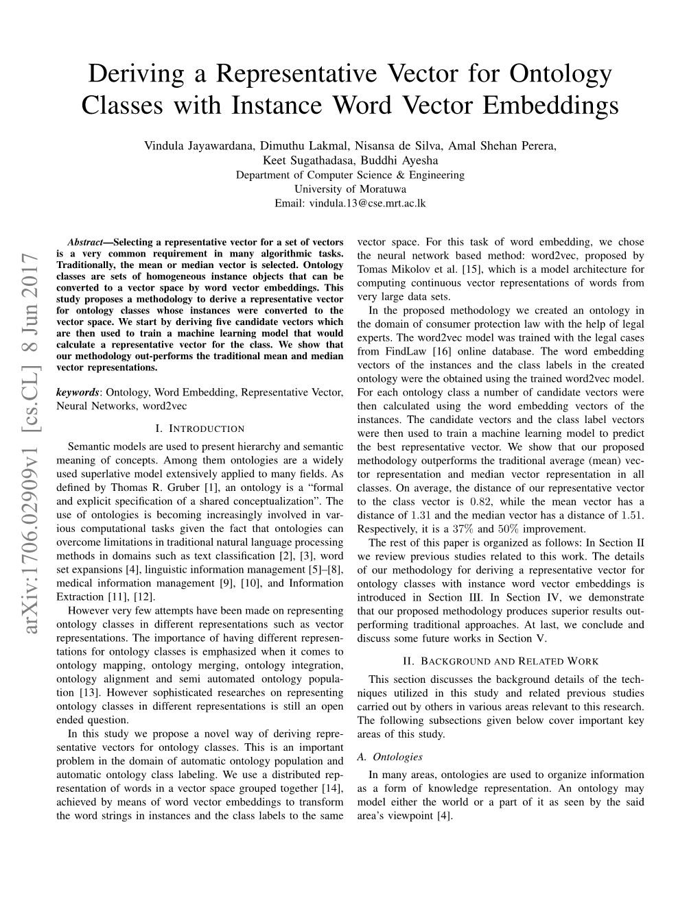 Deriving a Representative Vector for Ontology Classes with Instance Word Vector Embeddings