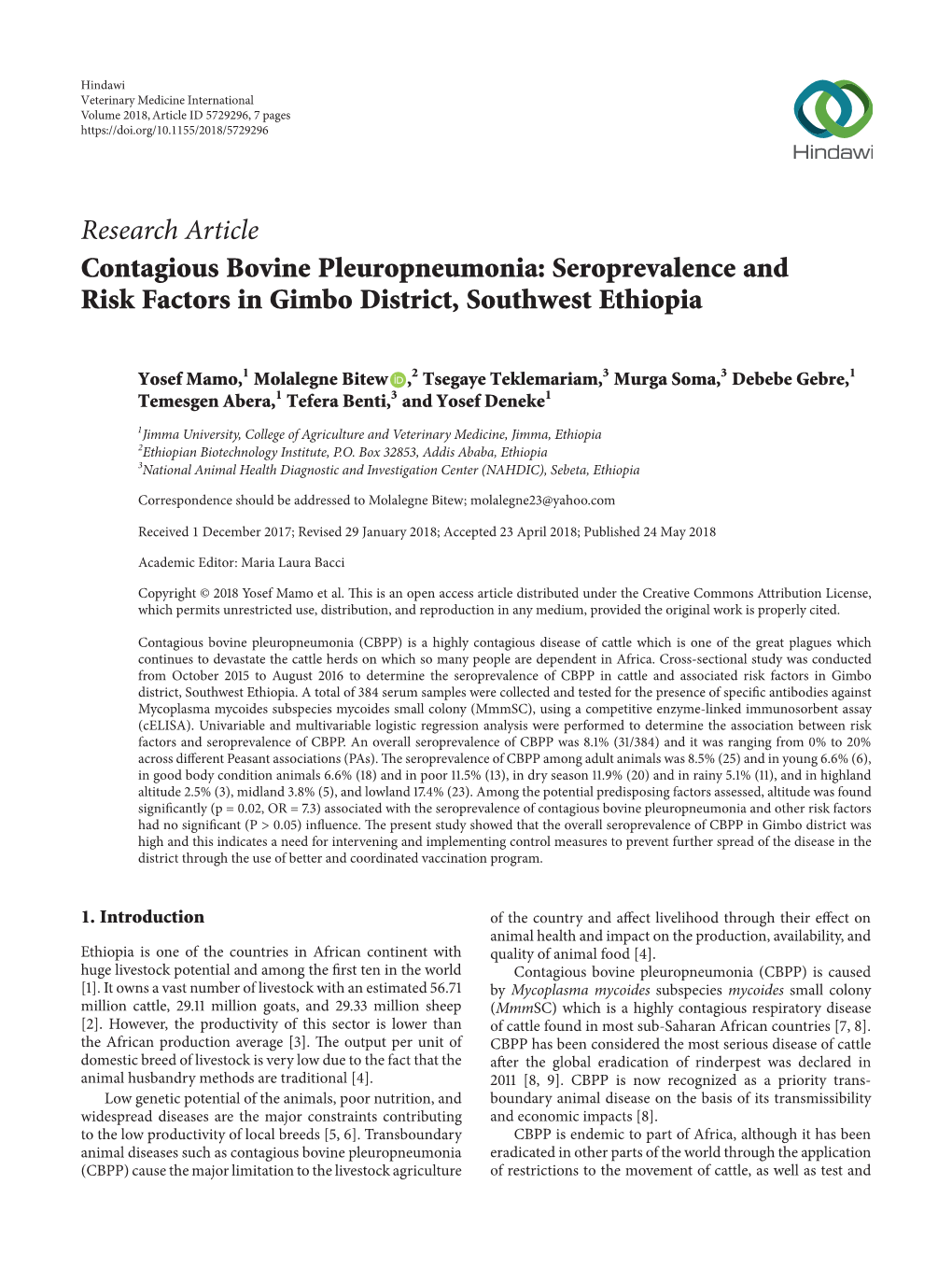 Seroprevalence and Risk Factors in Gimbo District, Southwest Ethiopia