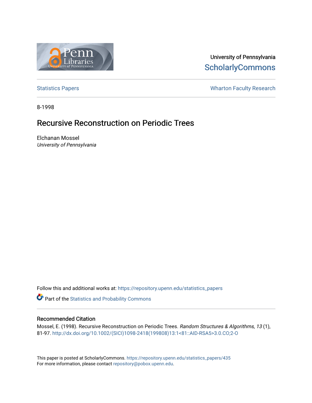 Recursive Reconstruction on Periodic Trees