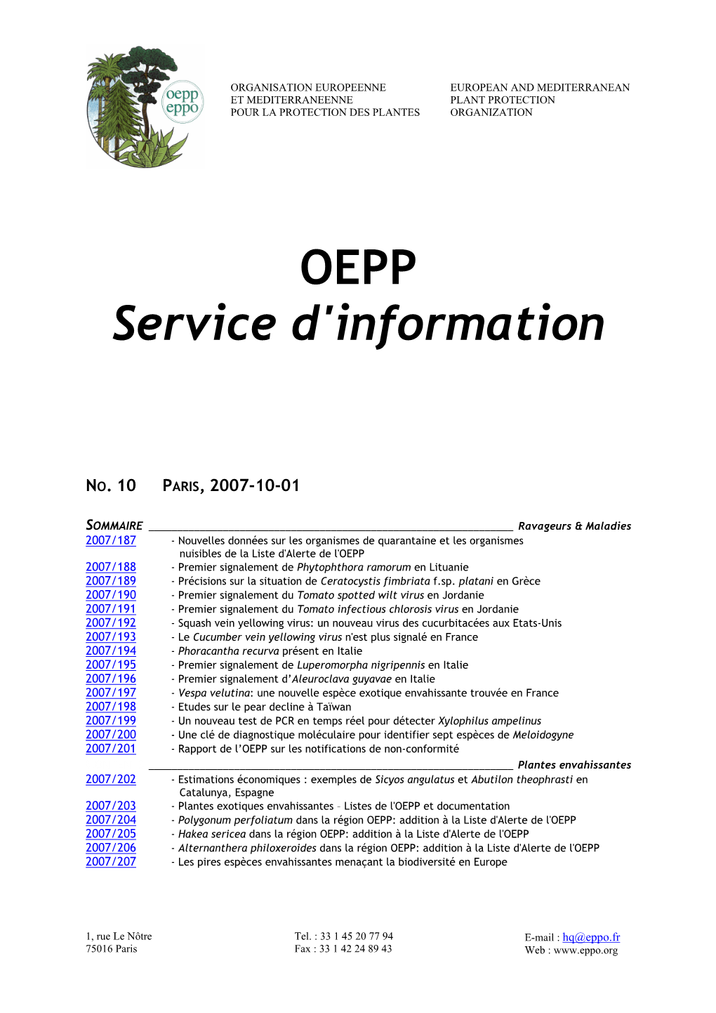 EPPO Reporting Service