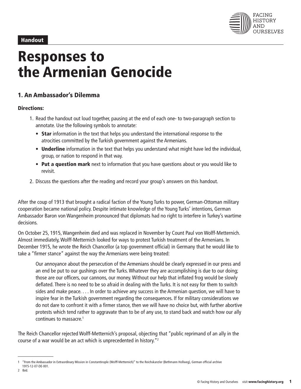 Responses to the Armenian Genocide