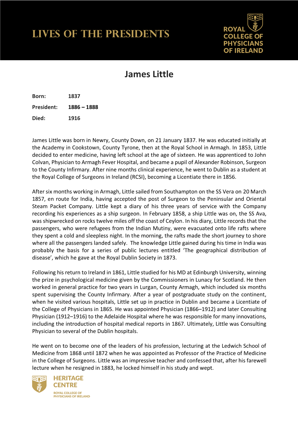 LIVES of the PRESIDENTS James Little