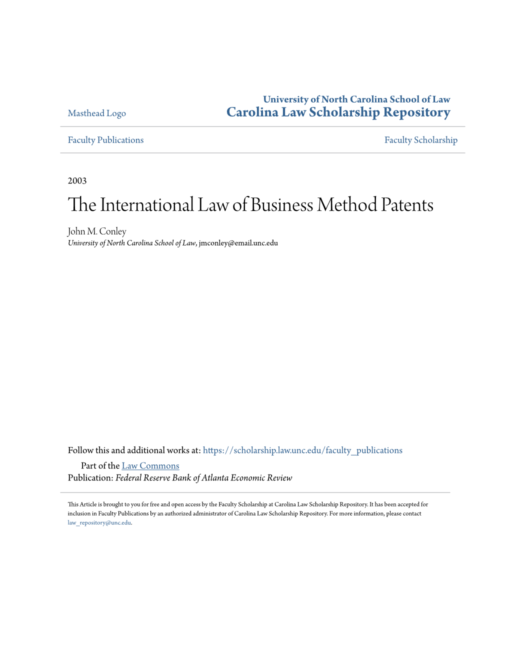 The International Law of Business Method Patents
