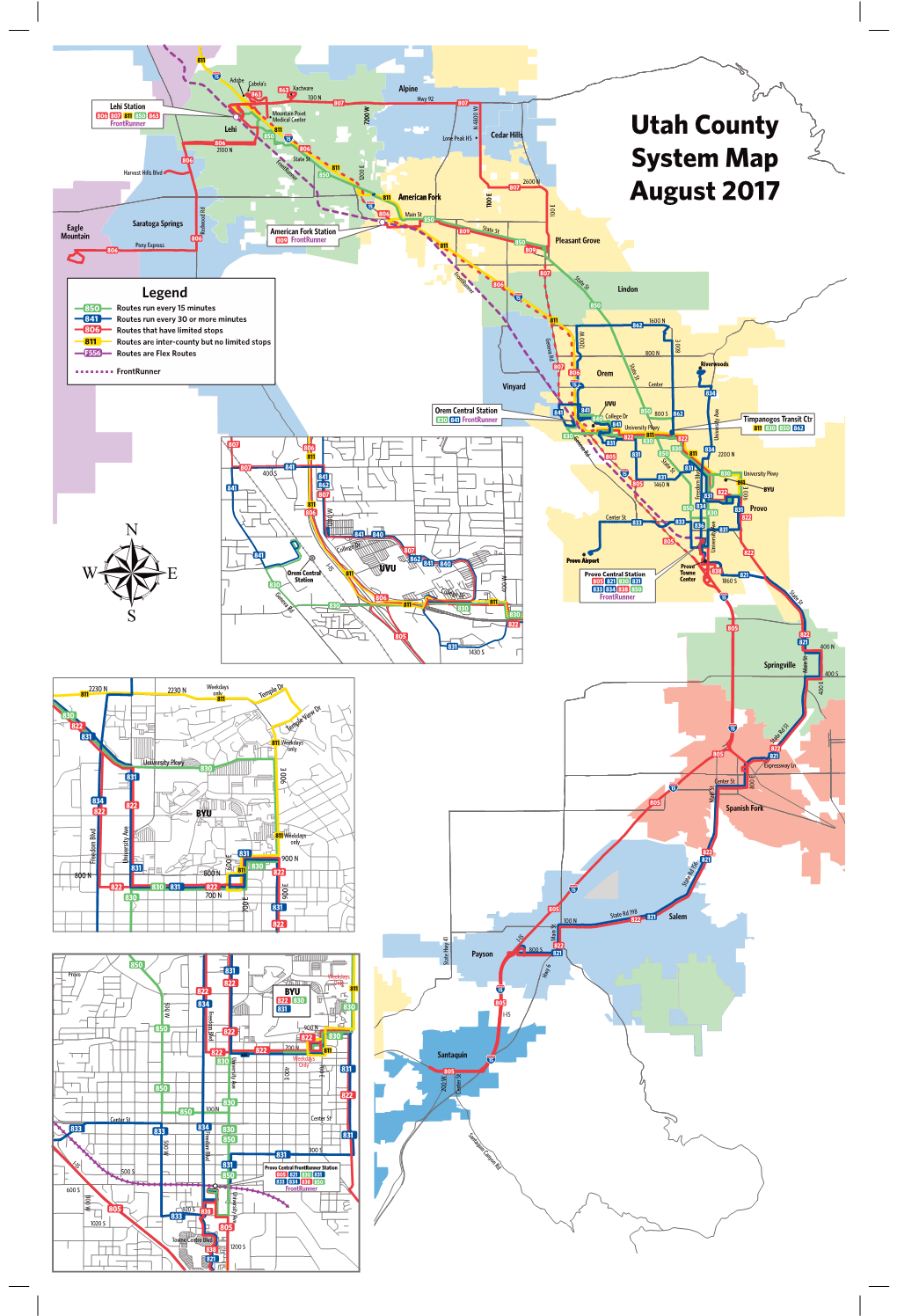 System Map Harvest Hills Blvd 850 1200 E 2600 N 807 811 American Fork INTERSTATE August 2017