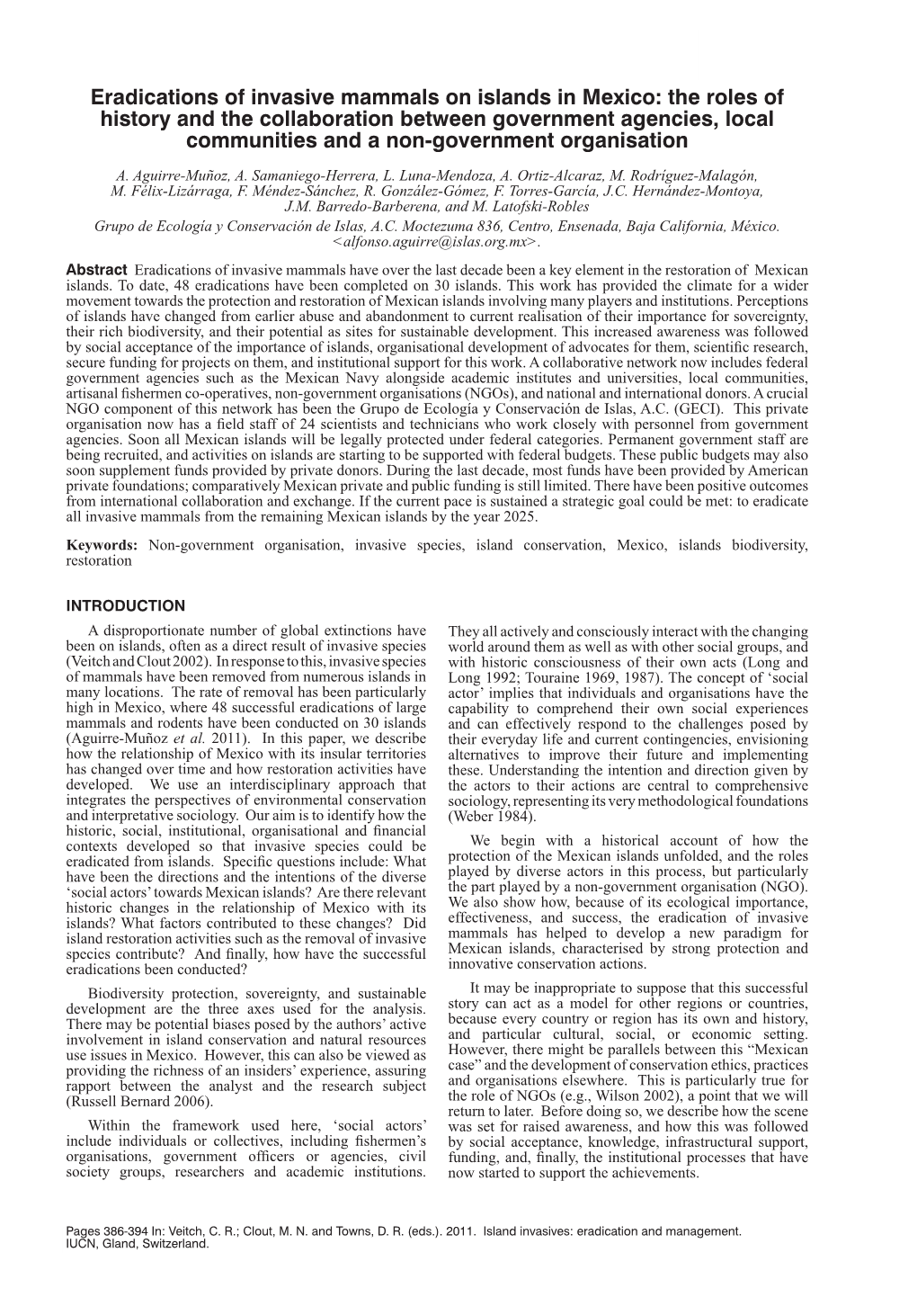 Eradications of Invasive Mammals on Islands in Mexico