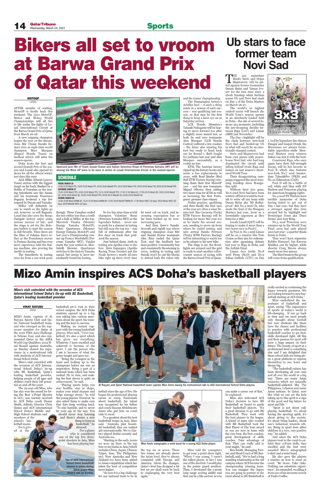 Bikers All Set to Vroom at Barwa Grand Prix of Qatar This Weekend the 3X3