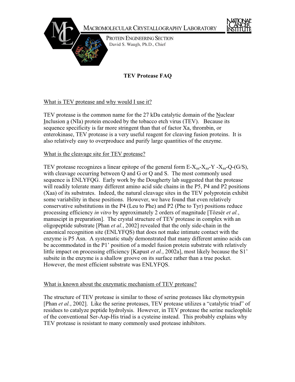 David Waugh's TEV Protease