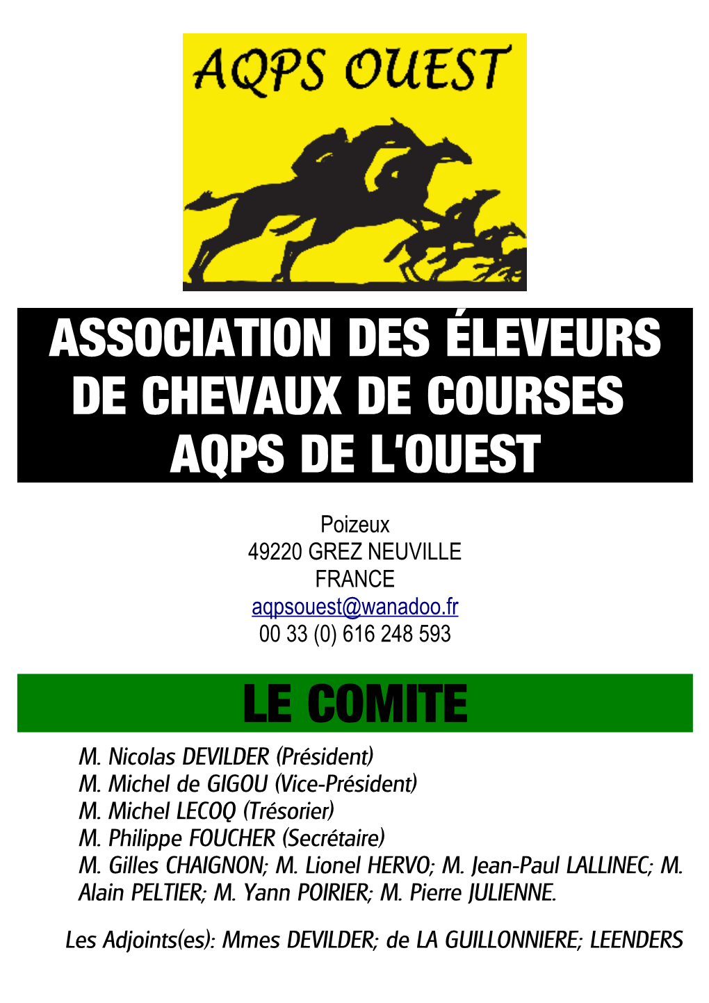 Association Des Éleveurs De Chevaux De Courses Aqps De L'ouest Le Comite
