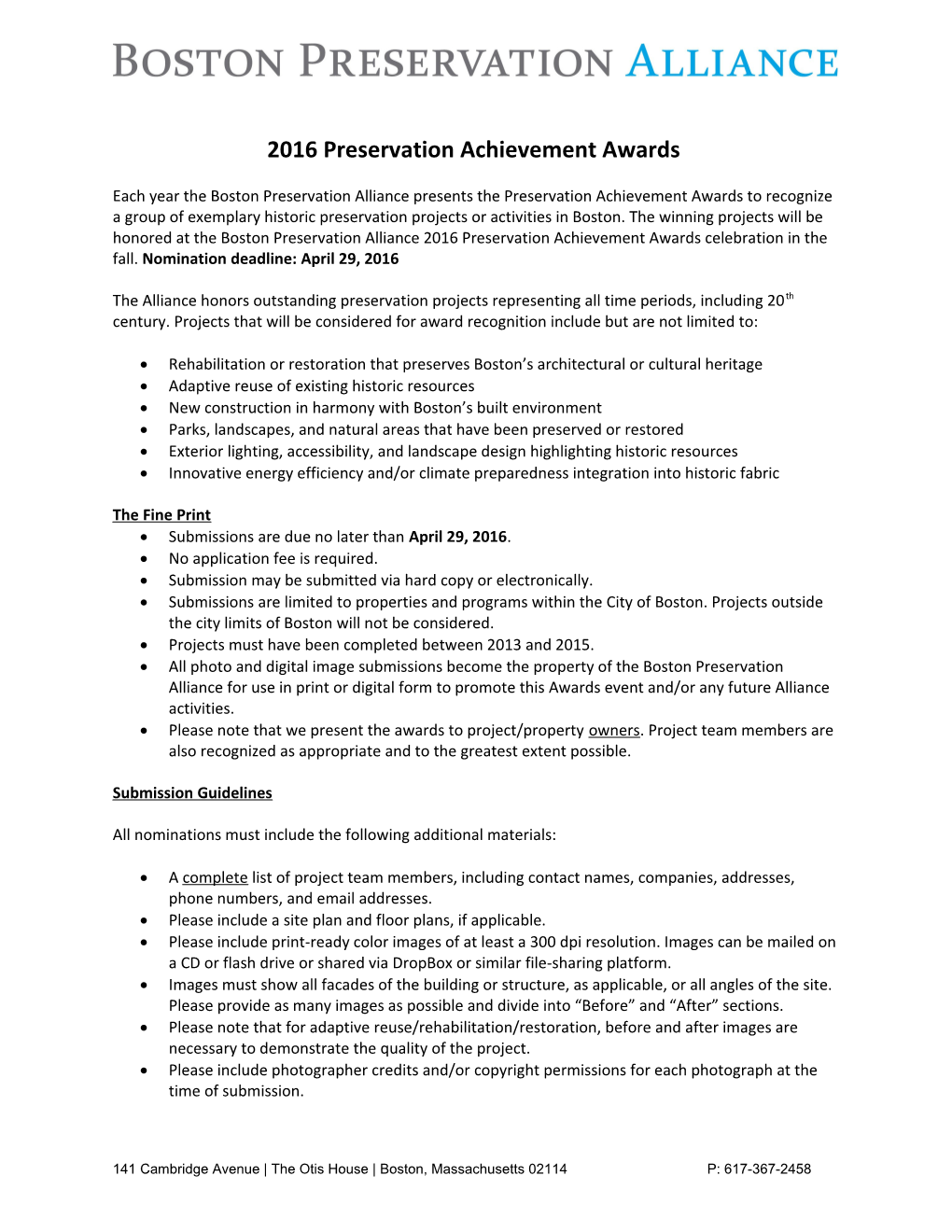 2008 Preservation Achievement Awards