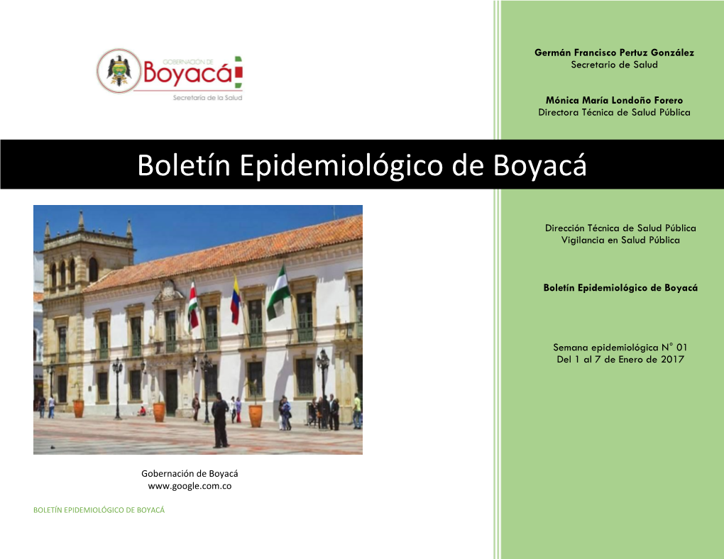 Boletín Epidemiológico De Boyacá