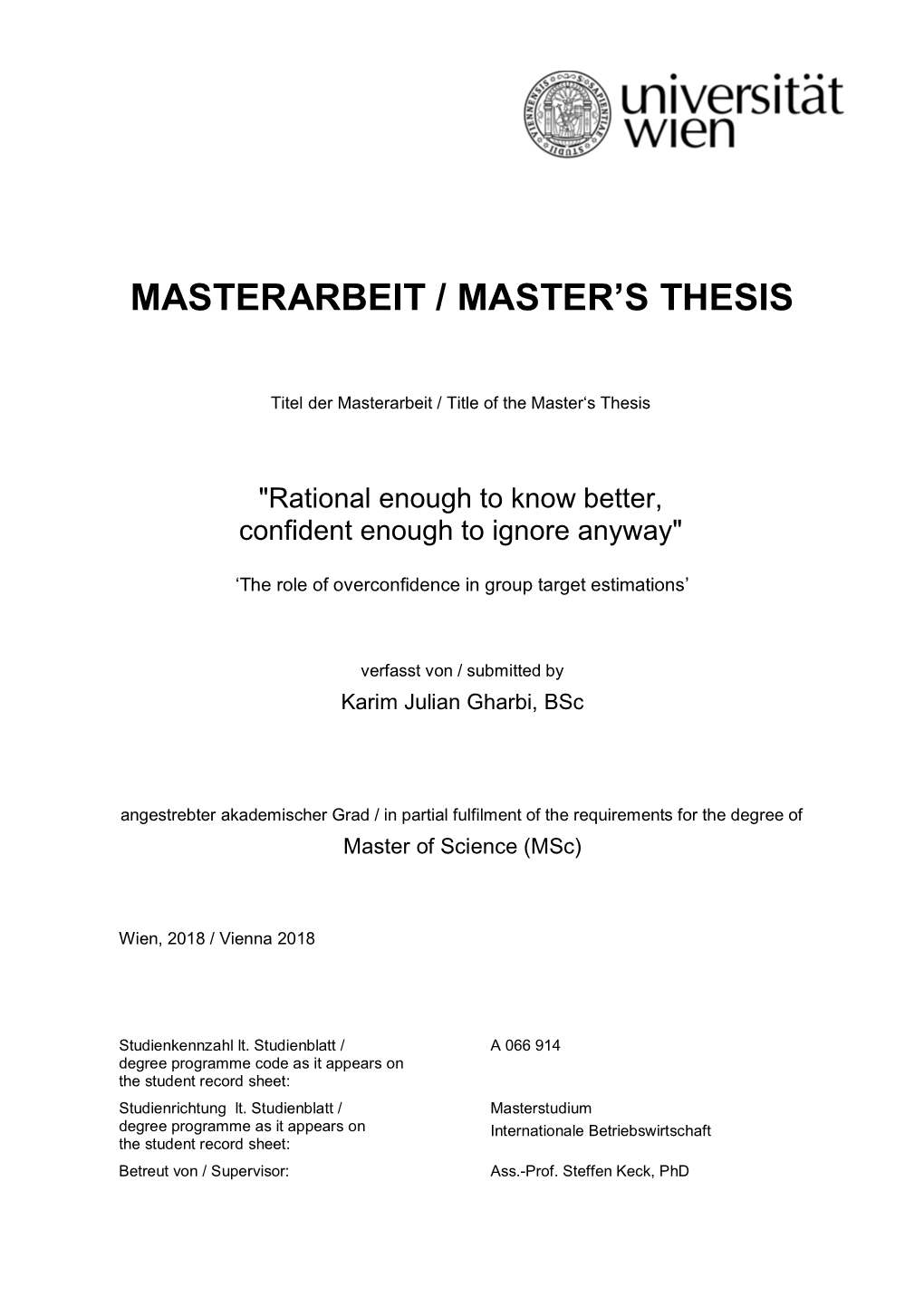 Masterarbeit / Master's Thesis