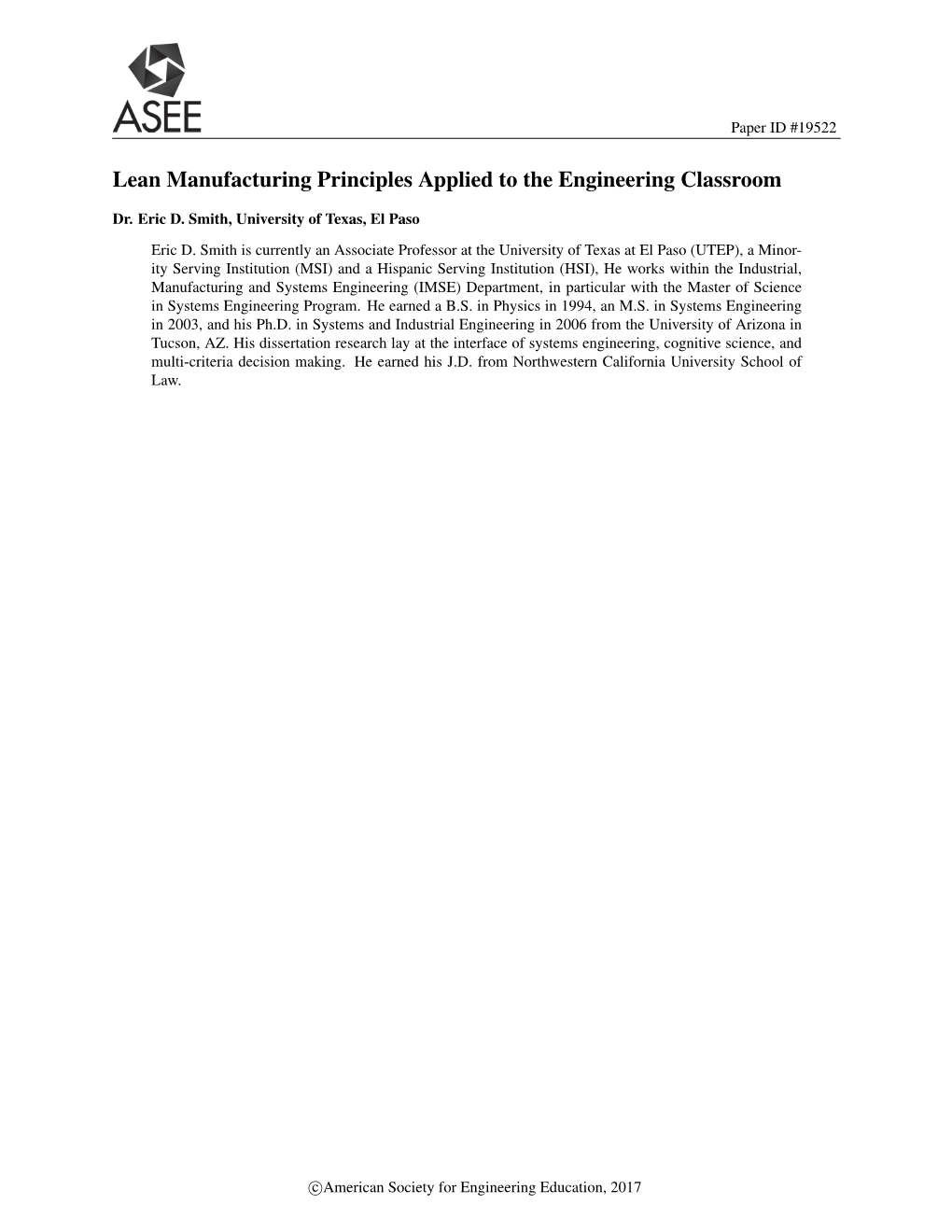 Lean Manufacturing Principles Applied to the Engineering Classroom