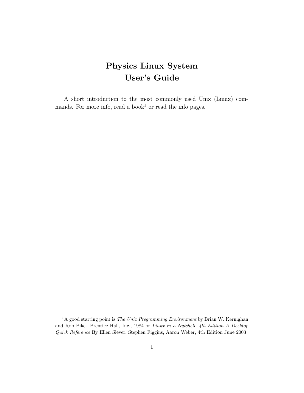 Physics Linux System User's Guide