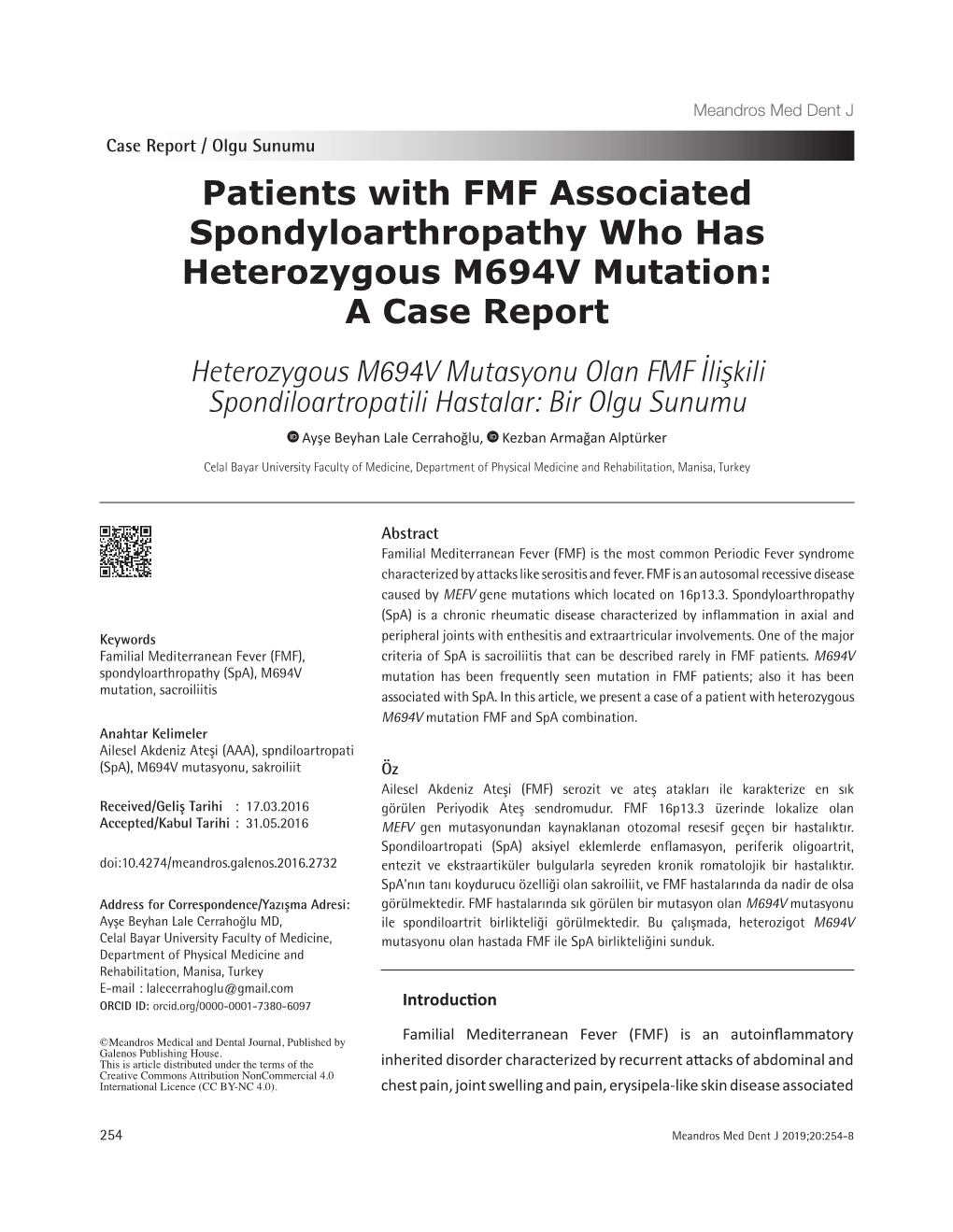 Patients with FMF Associated Spondyloarthropathy Who Has