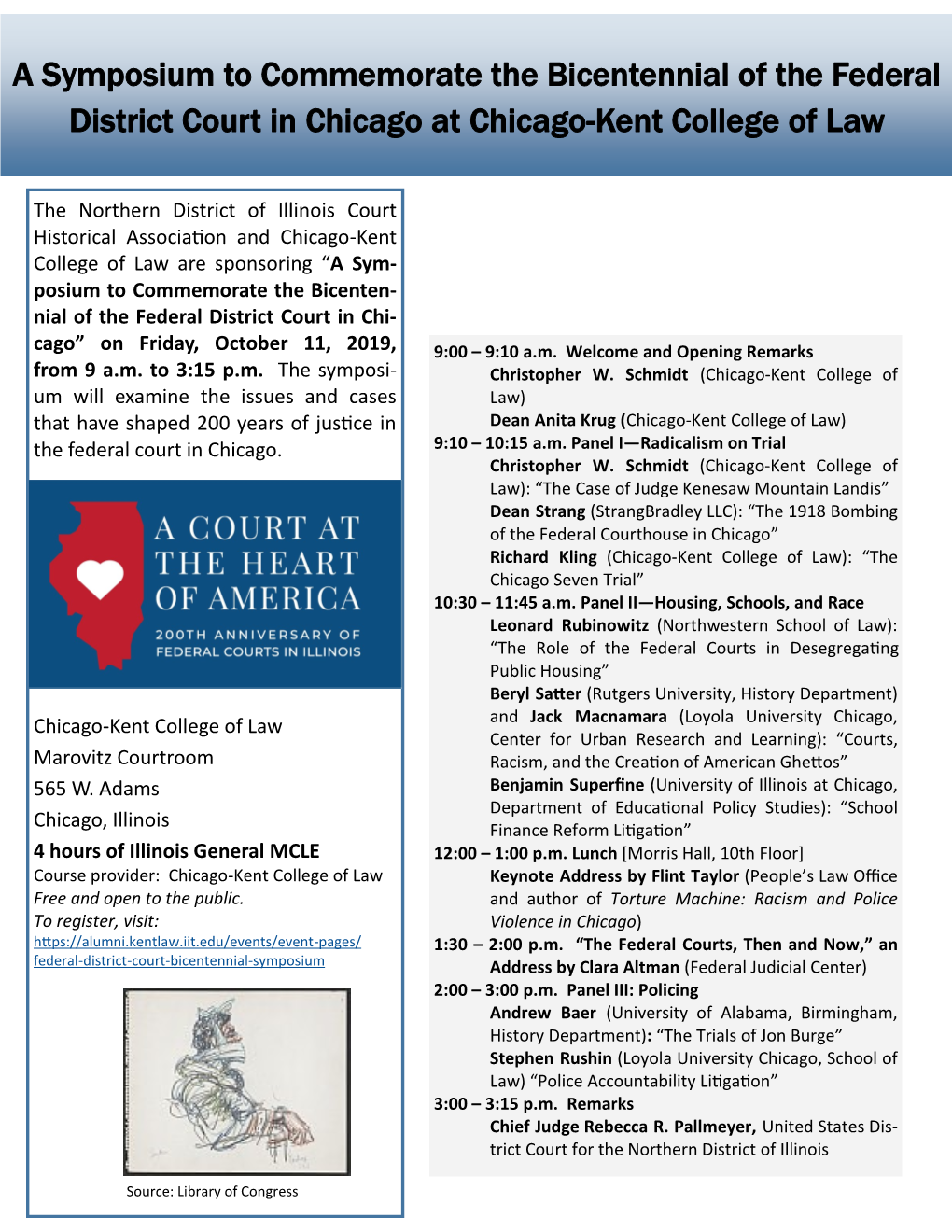 A Symposium to Commemorate the Bicentennial of the Federal District Court in Chicago at Chicago-Kent College of Law