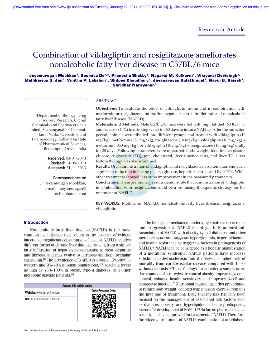 Combination of Vildagliptin and Rosiglitazone Ameliorates Nonalcoholic Fatty Liver Disease in C57BL/6 Mice