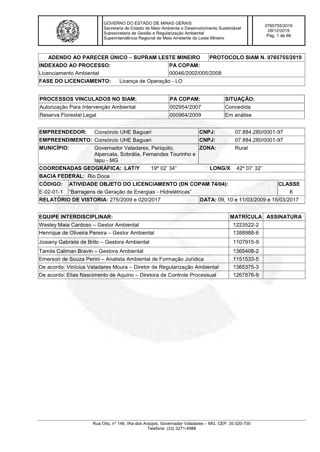 Item 6.1 Consórcio UHE Baguari