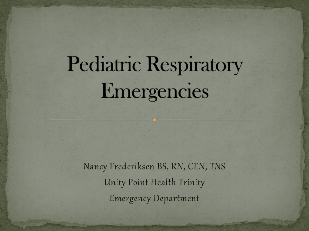 Pediatric Respiratory Distress