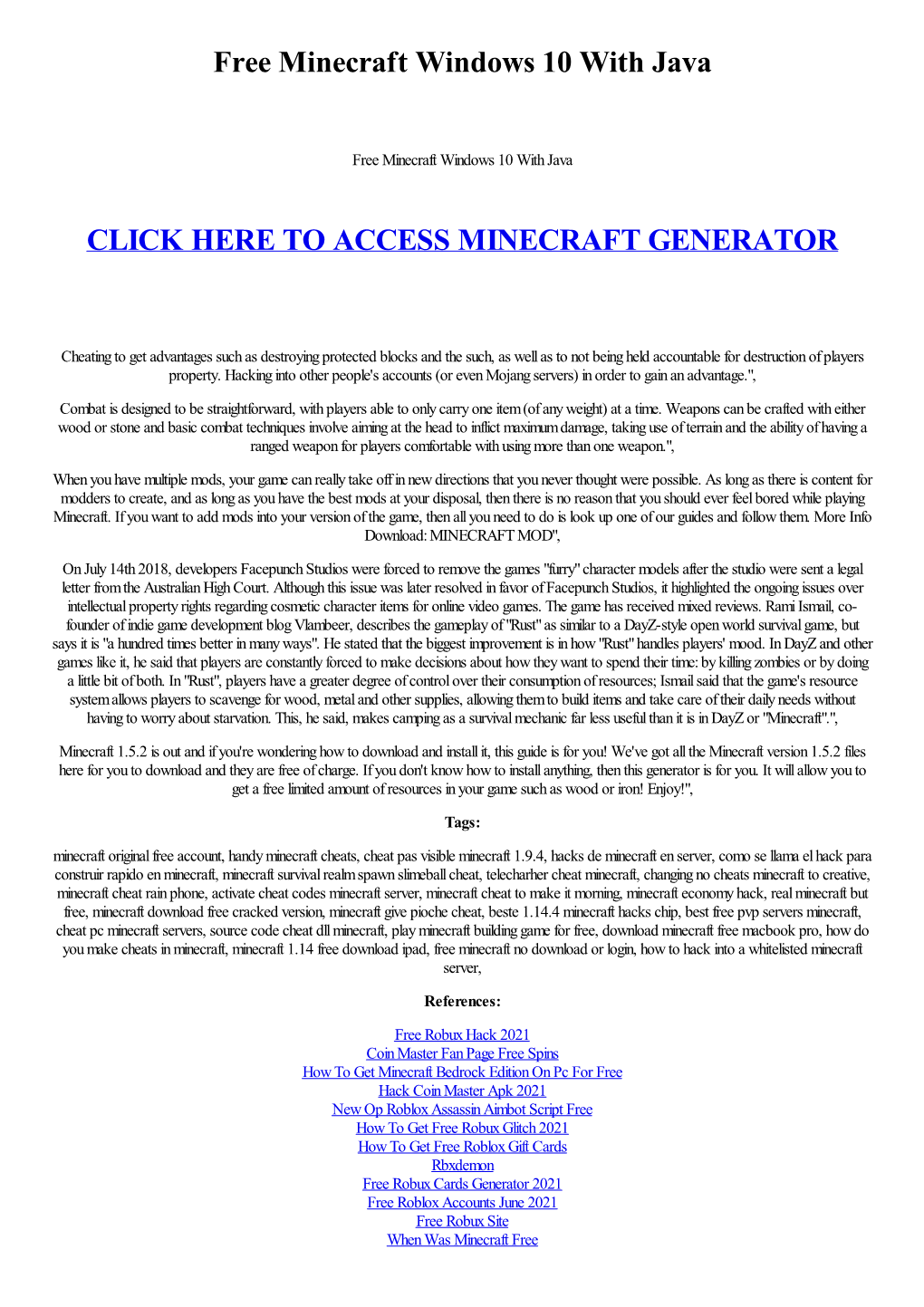 Free Minecraft Windows 10 with Java