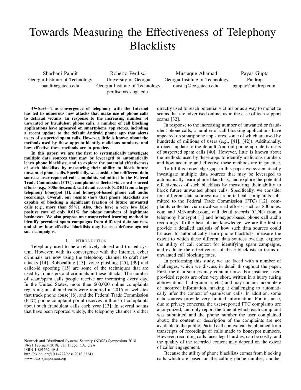 Towards Measuring the Effectiveness of Telephony Blacklists