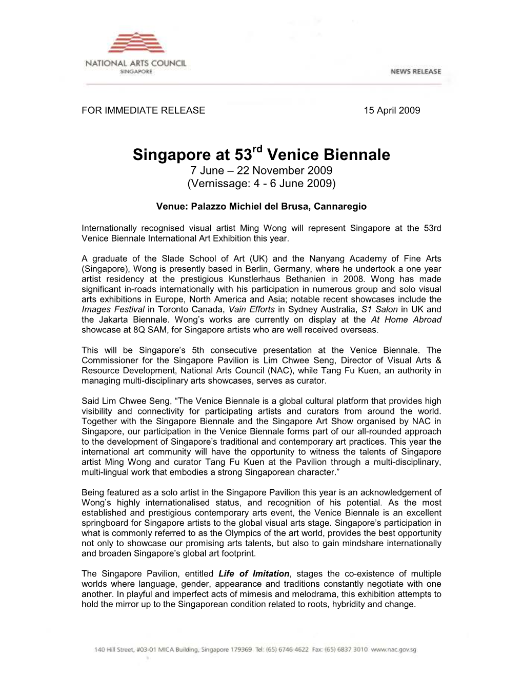 Singapore at 53 Venice Biennale