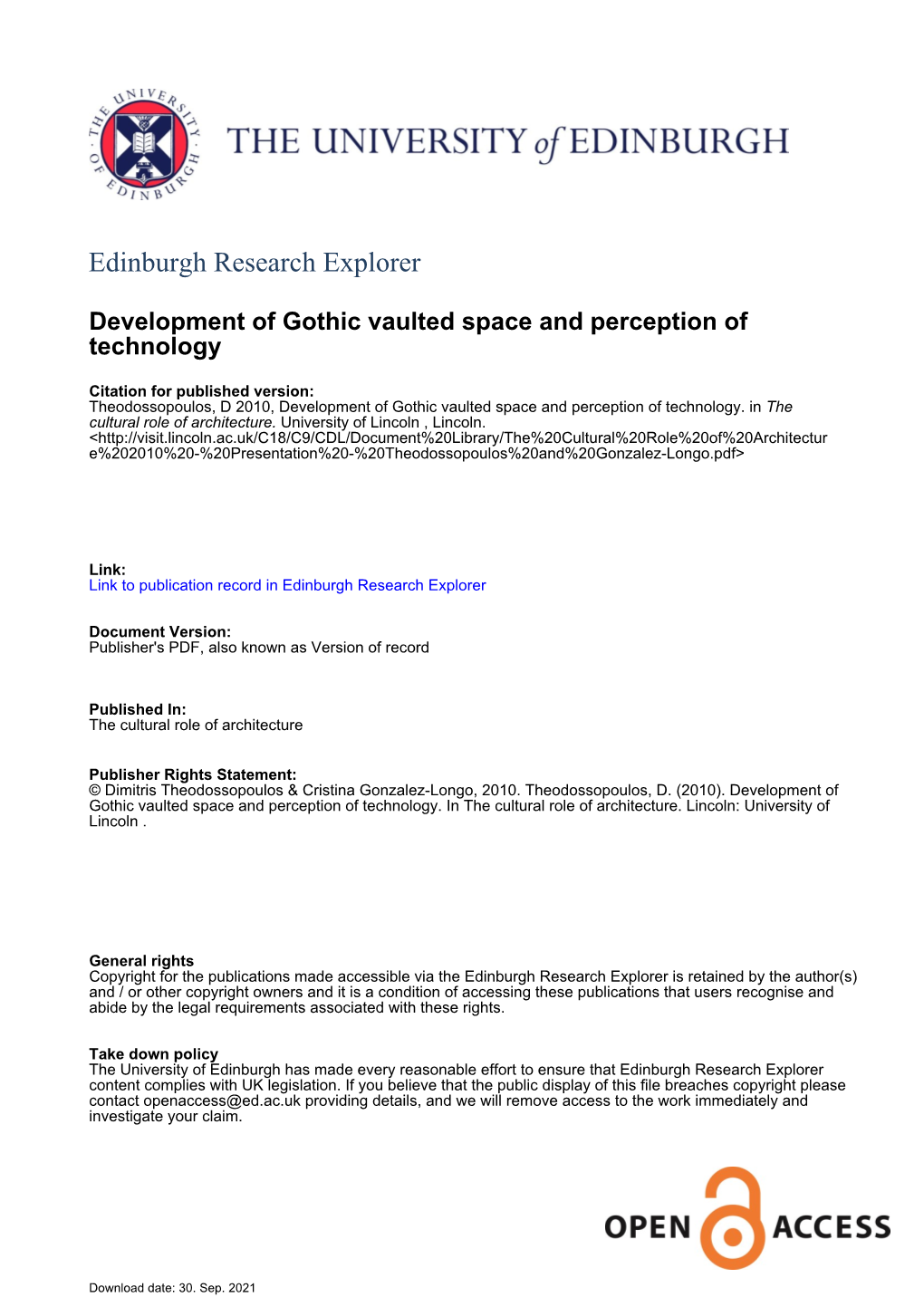 Development of Gothic Vaulted Space and Perception of Technology