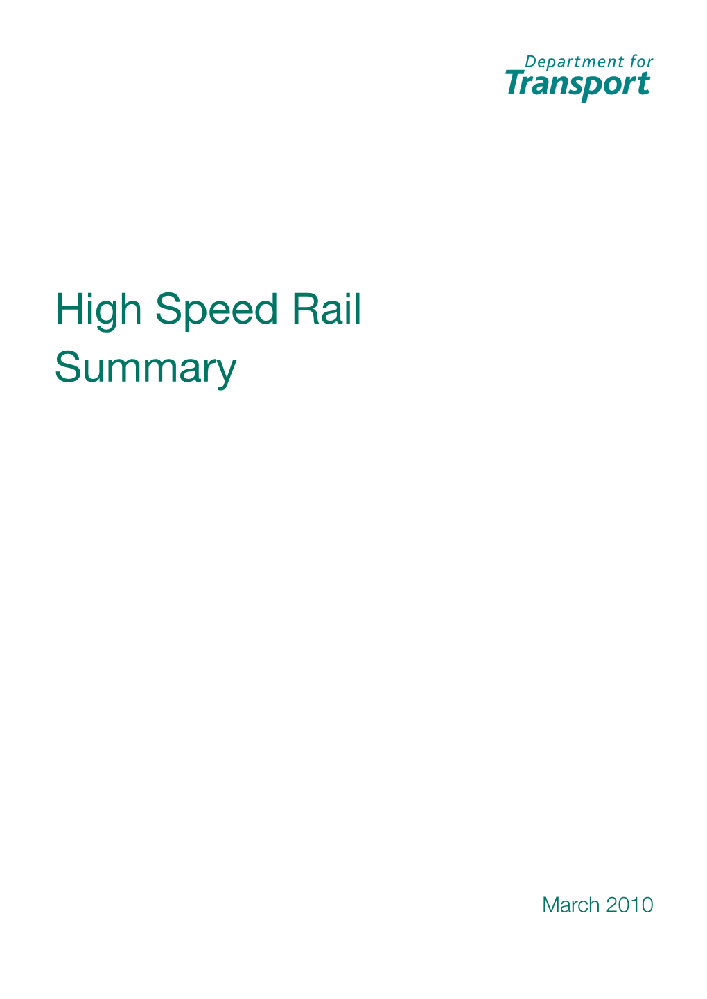 High Speed Rail Summary