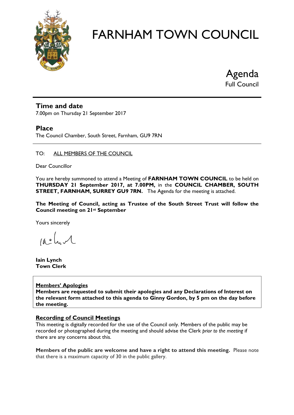 Council Meeting Agenda