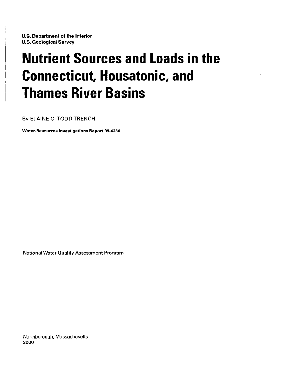Nutrient Sources and Loads in the Connecticut, Housatonic, and Thames River Basins