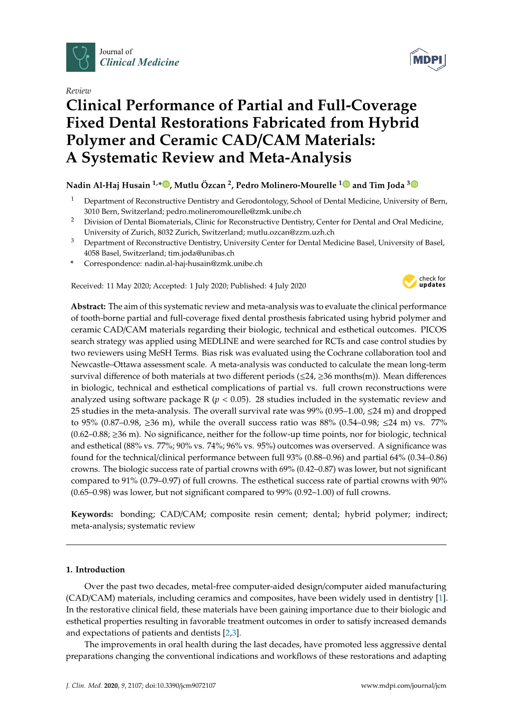 Clinical Performance of Partial and Full-Coverage Fixed Dental