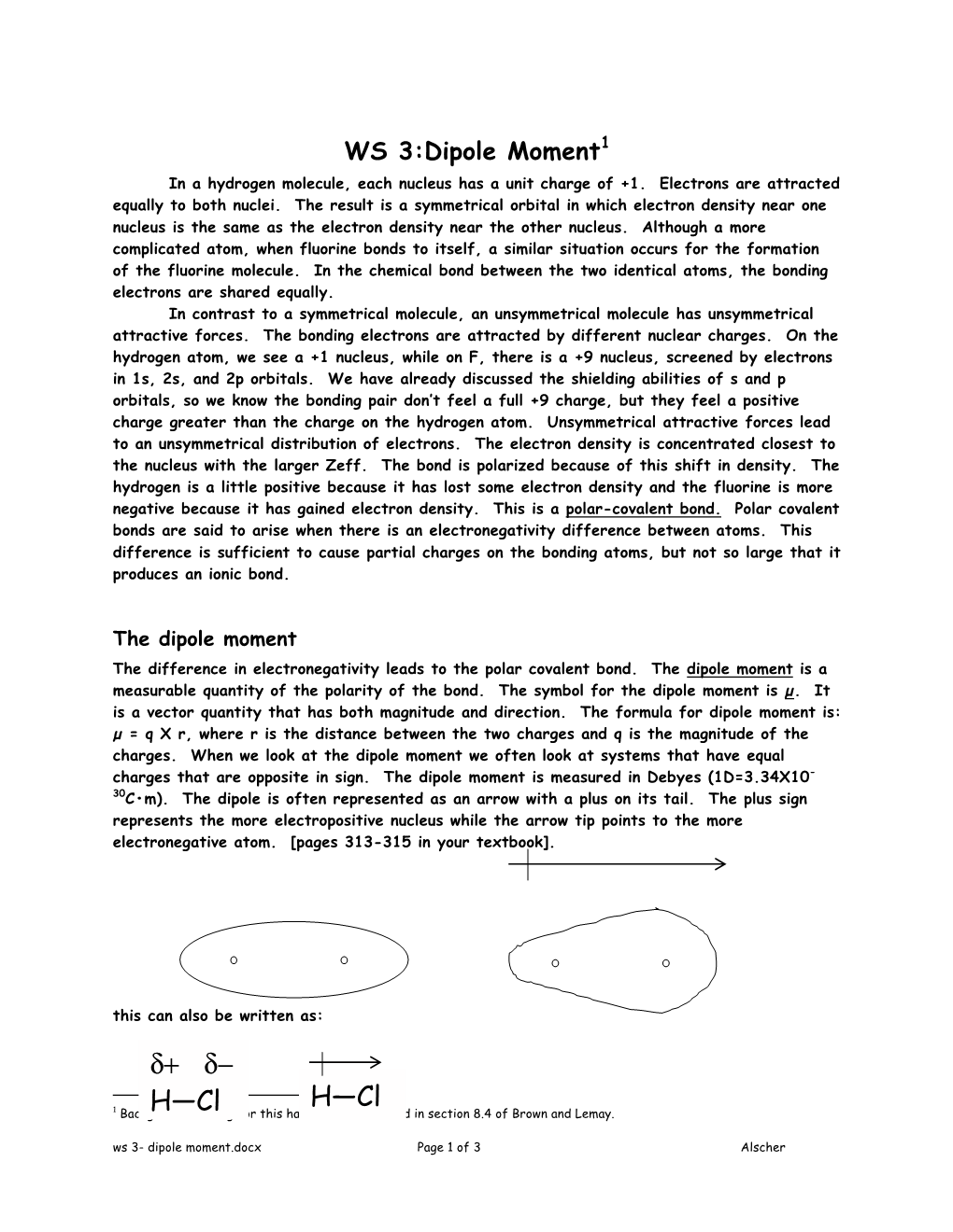 Ws 3- Dipole Moment.Docx Page 1 of 3 Alscher