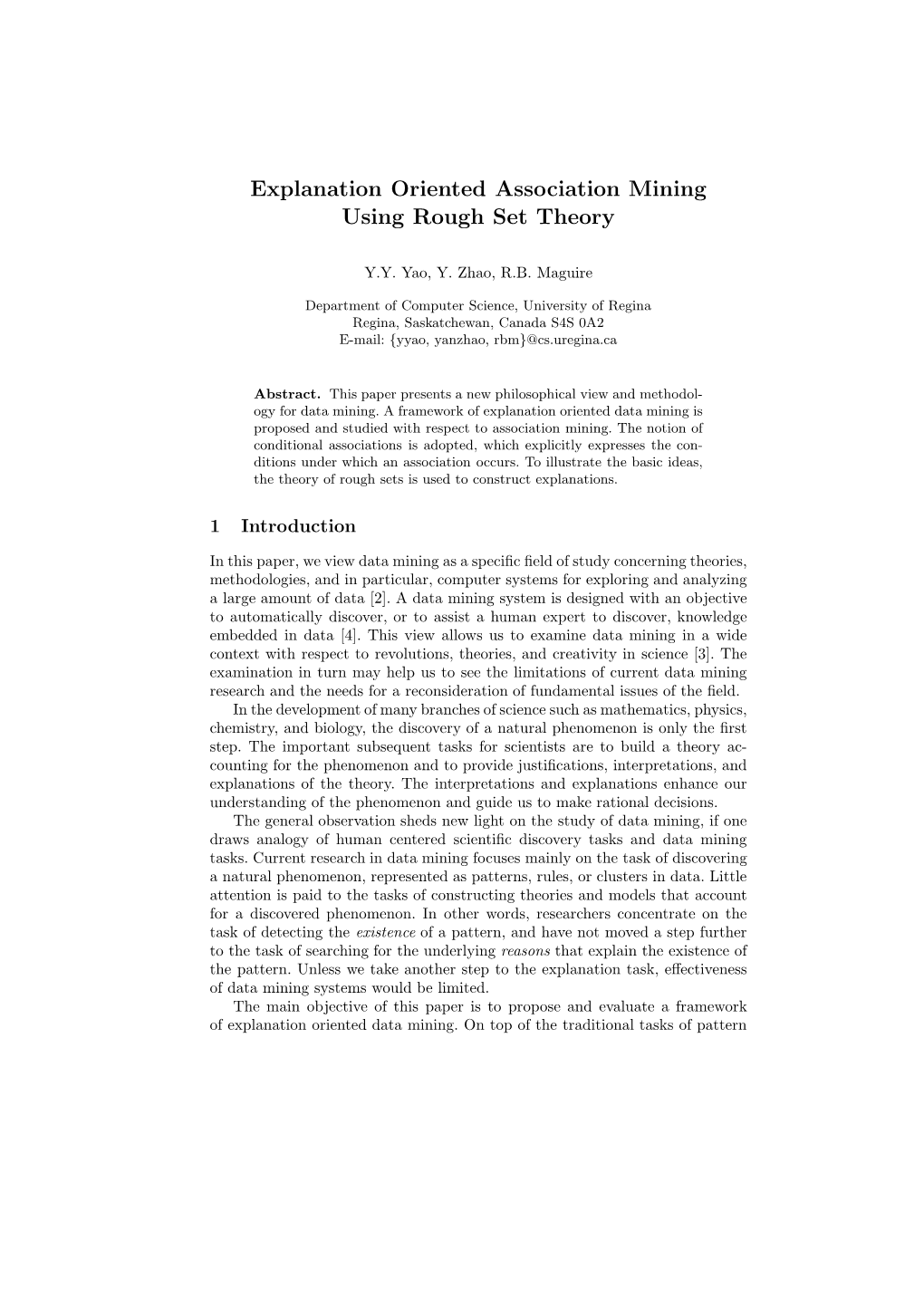Explanation Oriented Association Mining Using Rough Set Theory