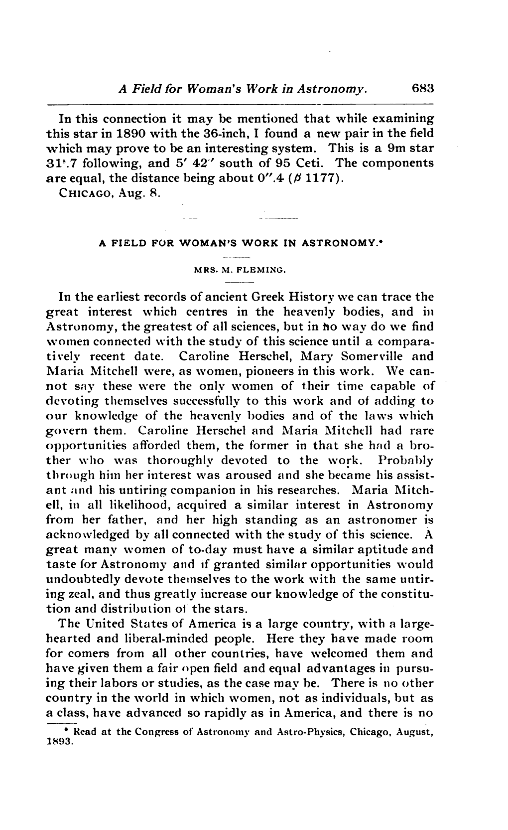 A Field for Women's Work in Astronomy