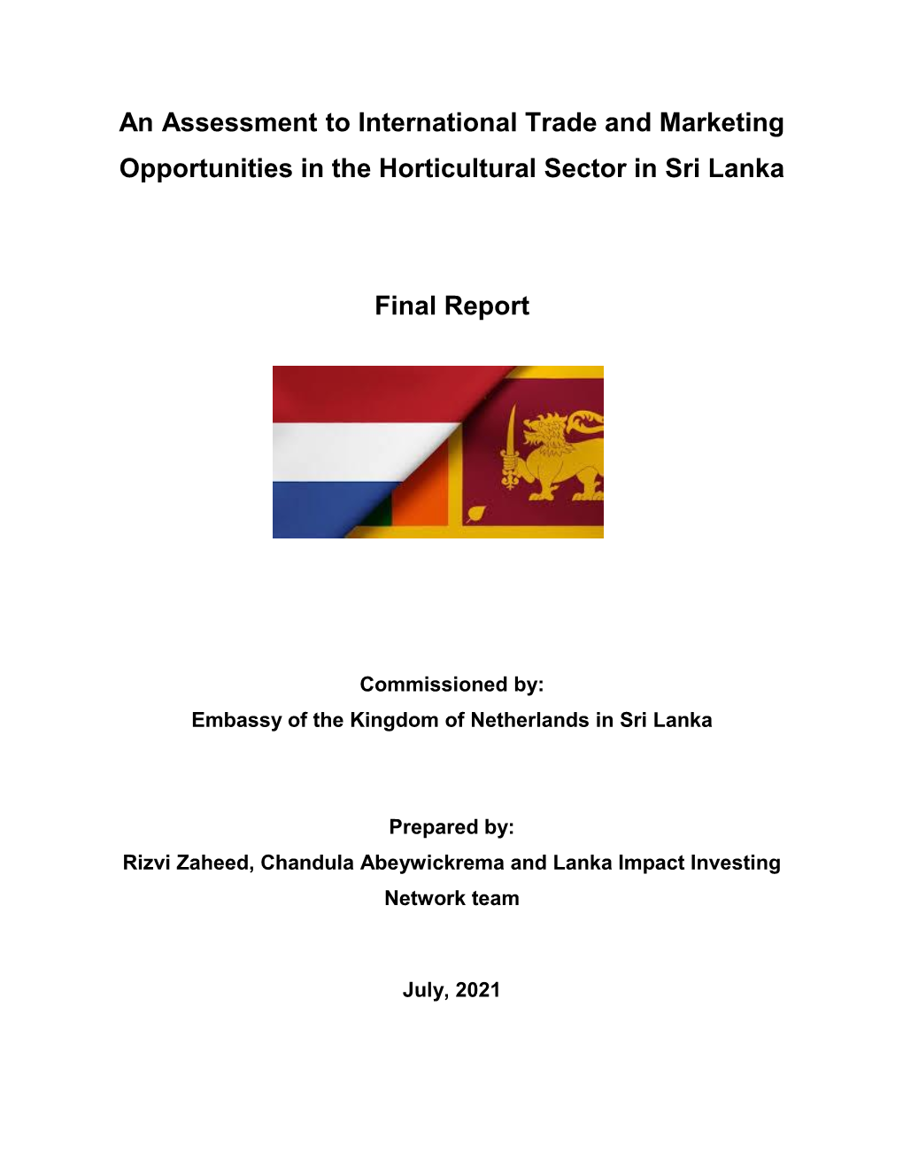 Opportunities in the Horticultural Sector in Sri Lanka