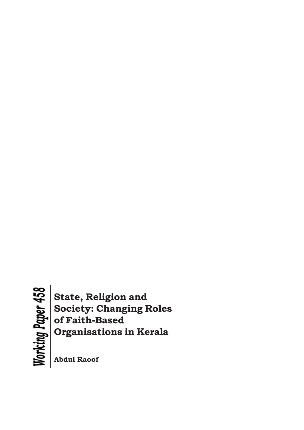 Changing Roles of Faith-Based Organisations in Kerala